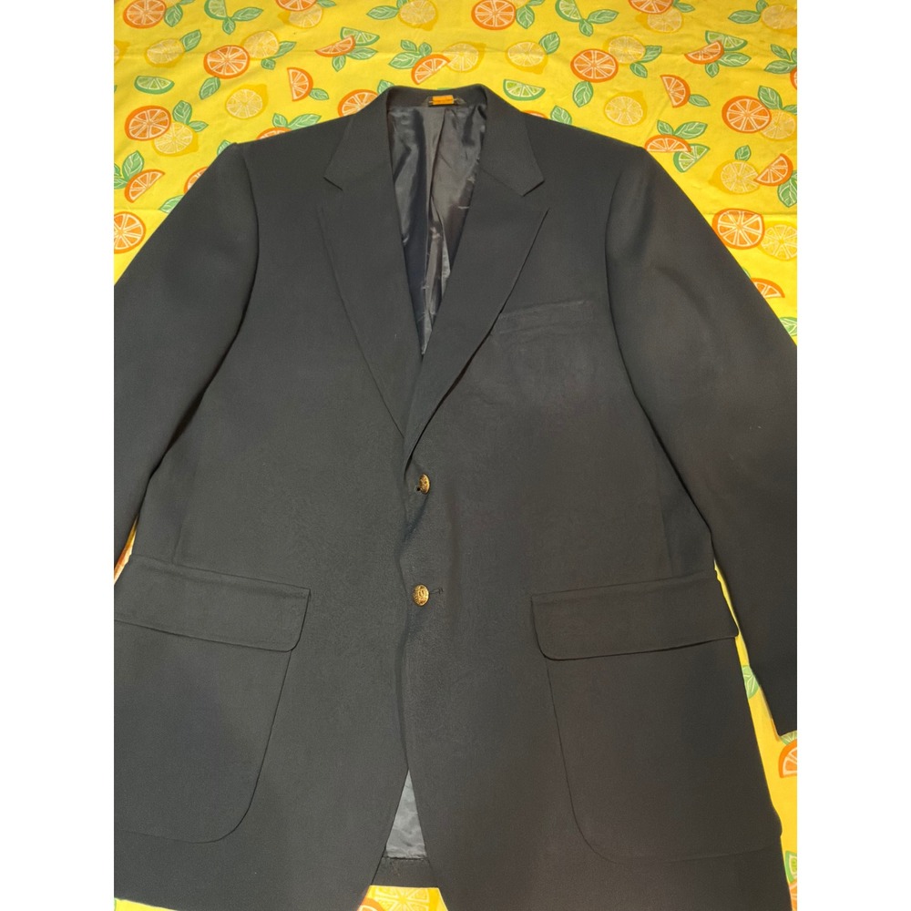 Edwards Blazer Mens‎ 44L Navy Blue Gold Button Sport Coat Made in USA